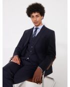 Gilet coordonnable en laine uni bleu marine