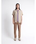 Chemise éco-responsable en lin mélangé beige automne