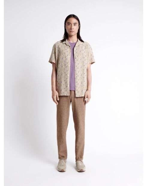 Chemise éco-responsable en lin mélangé beige automne