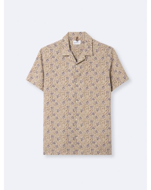 Chemise éco-responsable en lin mélangé beige automne
