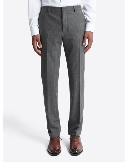 Pantalon de costume en laine peignée anthracite