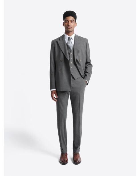 Pantalon de costume en laine peignée anthracite