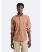 Chemise slim fleurie orange