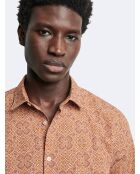 Chemise slim fleurie orange