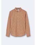 Chemise slim fleurie orange