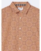 Chemise slim fleurie orange