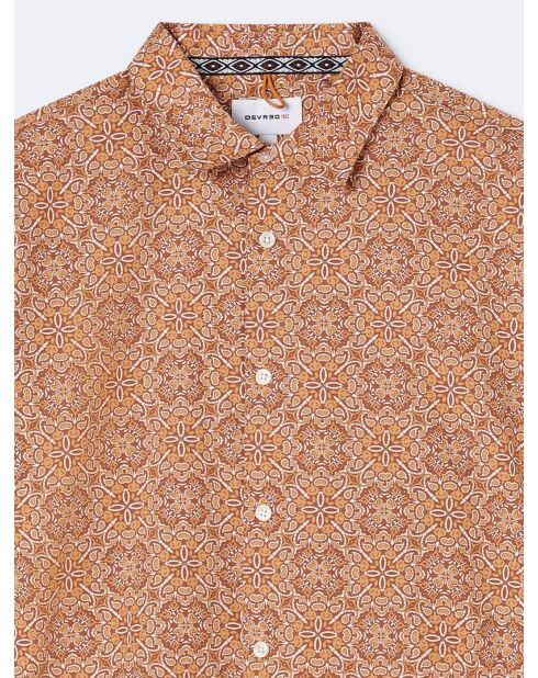 Chemise slim fleurie orange