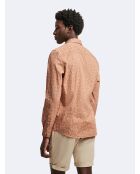 Chemise slim fleurie orange