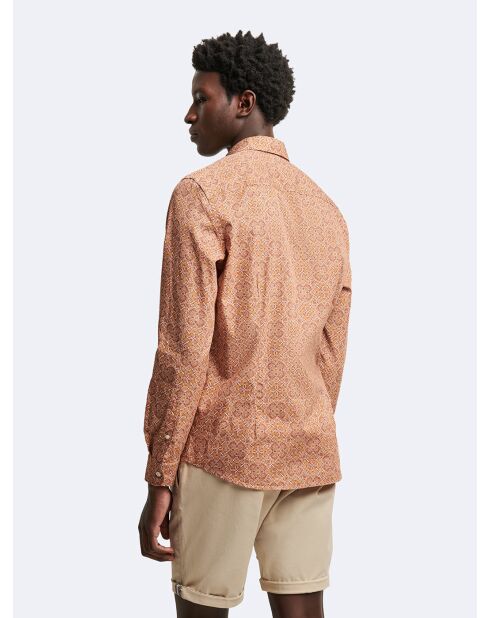 Chemise slim fleurie orange