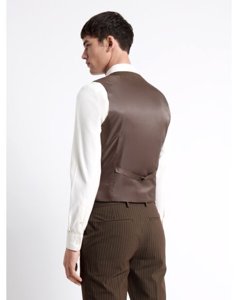Gilet de costume rayé marron café