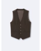 Gilet da abito a righe marrone caffè