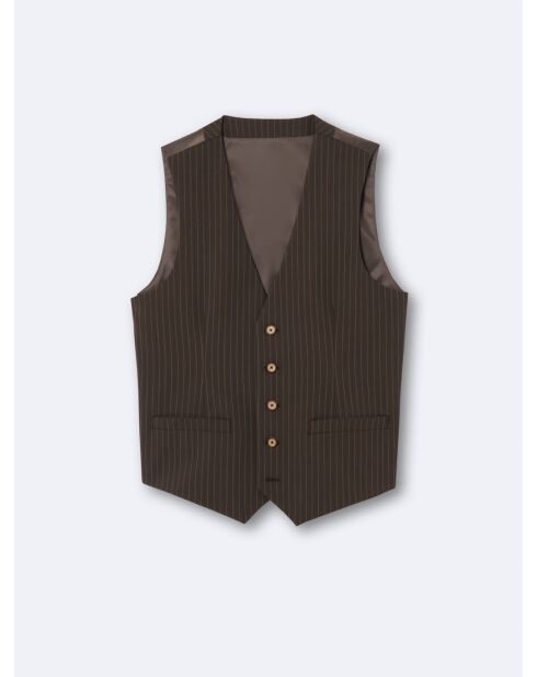 Gilet de costume rayé marron café
