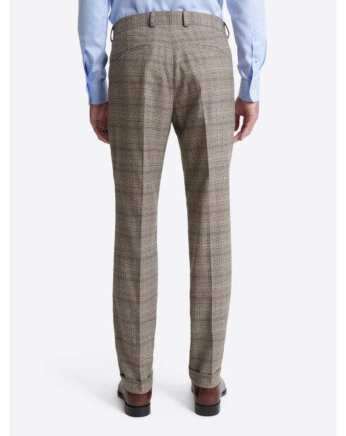 Pantalon de costume strech à carreaux chestnut