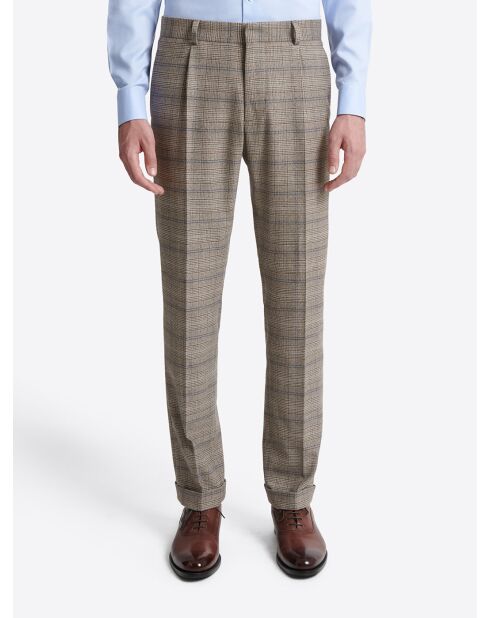 Pantalon de costume strech à carreaux chestnut