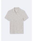 Polo manches courtes chiné en Coton beige automne