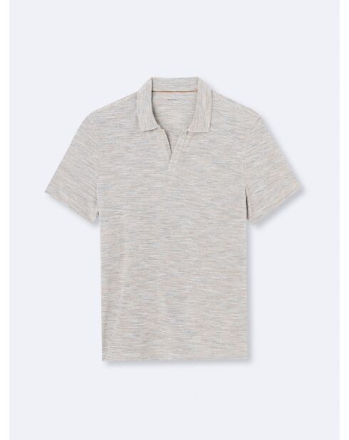 Polo manches courtes chiné en Coton beige automne