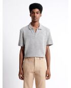 Polo manches courtes chiné en Coton beige automne