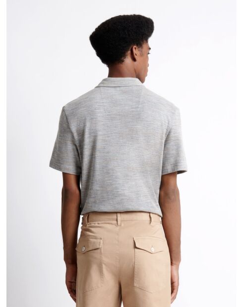 Polo manches courtes chiné en Coton beige automne
