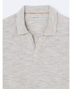 Polo manches courtes chiné en Coton beige automne