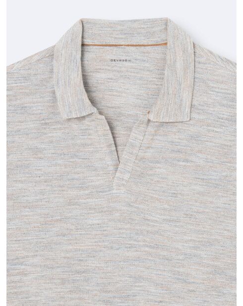 Polo manches courtes chiné en Coton beige automne