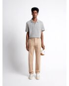 Polo manches courtes chiné en Coton beige automne