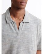 Polo manches courtes chiné en Coton beige automne