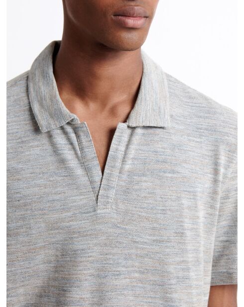 Polo manches courtes chiné en Coton beige automne