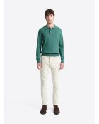 Polo boutonné en maille Coton & Cachemire vert mer