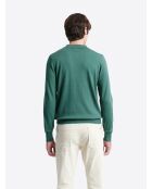 Polo boutonné en maille Coton & Cachemire vert mer