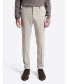 Pantalon de costume taille élastique beige gris