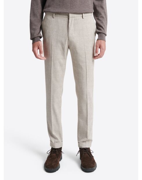 Pantalon de costume taille élastique beige gris