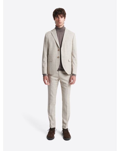 Pantalon de costume taille élastique beige gris