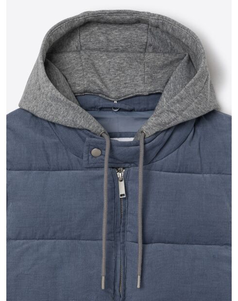 Gilet sans manche en coton velours bleu zen