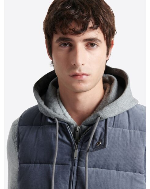 Gilet sans manche en coton velours bleu zen