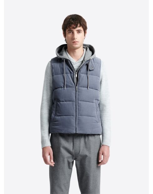 Gilet sans manche en coton velours bleu zen