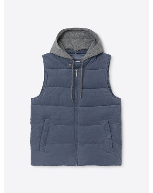 Gilet sans manche en coton velours bleu zen