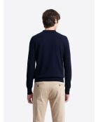 Polo boutonné en maille Coton & Cachemire bleu capitaine