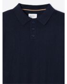 Polo boutonné en maille Coton & Cachemire bleu capitaine