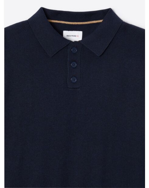Polo boutonné en maille Coton & Cachemire bleu capitaine