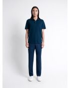 Polo manches courtes 100% Coton gratté bleu outremer