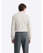 Polo manches longues chiné en Coton mastic