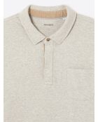 Polo manches longues chiné en Coton mastic