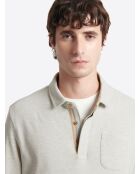 Polo manches longues chiné en Coton mastic