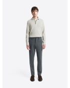 Polo manches longues chiné en Coton mastic