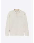 Polo manches longues chiné en Coton mastic