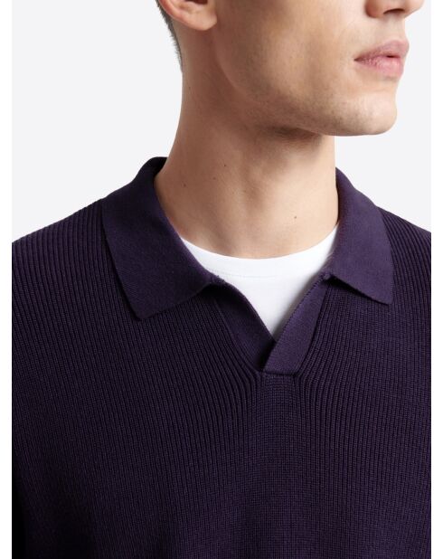 Pull col derby en coton aubergine