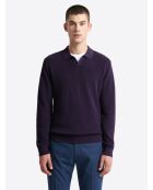 Pull col derby en coton aubergine