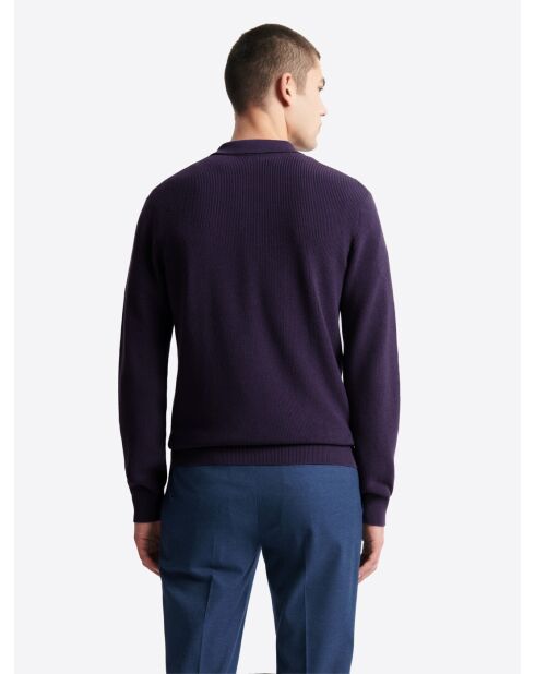 Pull col derby en coton aubergine