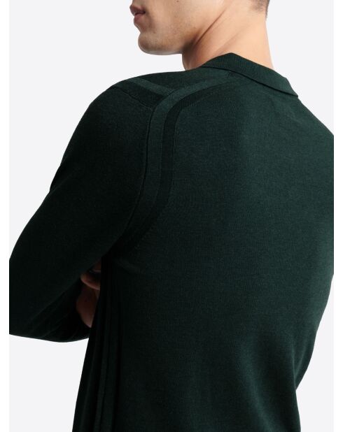 Pull à col derby en coton mélangé vert profond