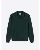 Pull à col derby en coton mélangé vert profond